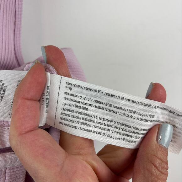 Abercrombie & Fitch Ribbed Crop Top Pink Corset Closure S - Picture 5 of 7